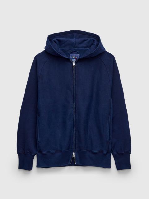 Organic Hand-Dyed Zip Hoodie in Indigo