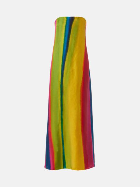 Aura striped silk satin maxi dress