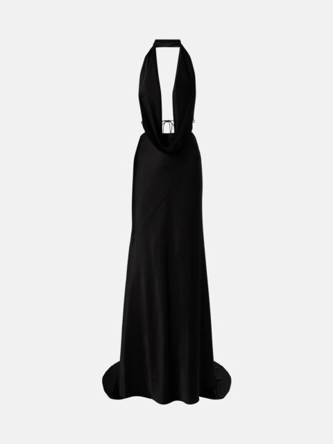 Halterneck open-back satin crêpe gown