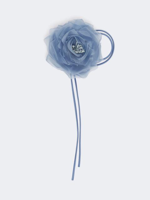 Silk chiffon flower brooch - LIGHT BLUE