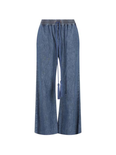 tassel-detail wide-leg jeans