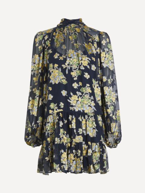 Anaya Silk-Satin Devoré Mini Dress