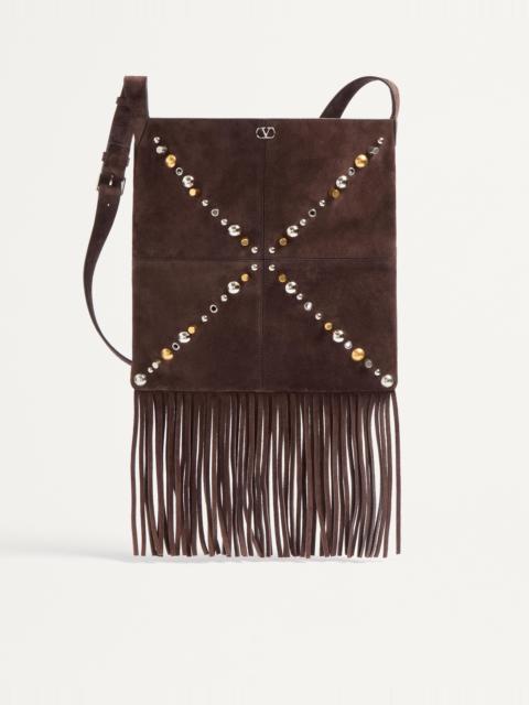 VALENTINO GARAVANI NELLCÔTE SUEDE SHOULDER BAG WITH FRINGES