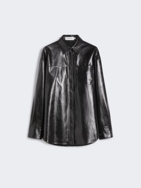 Oversized nappa leather shirt - BLACK