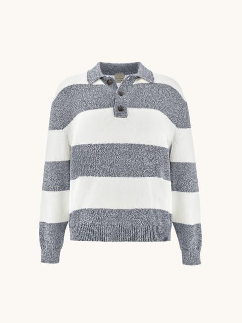 KNIT POLO IN PIUMA COTTON WITH STRIPED PATTERN