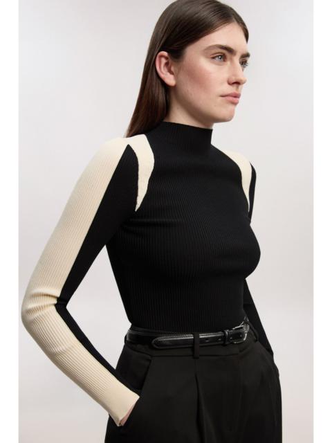 Petite Rib Knit Colour Block Top