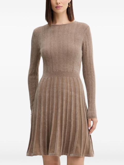long-sleeved cable-knit mini dress