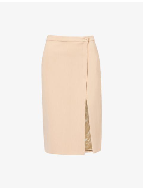 Split-Front Regular-Fit Woven Midi Skirt
