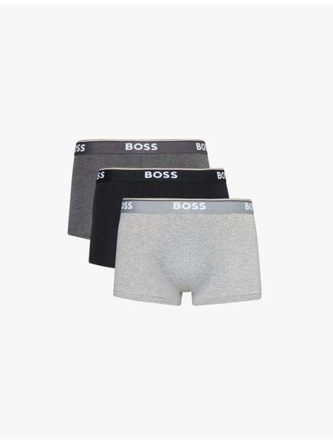 Branded waistband stretch-cotton boxer trunks
