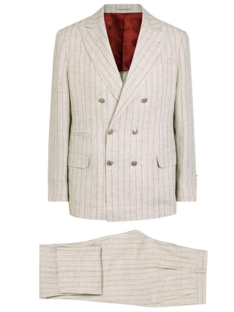 Brunello Cucinelli Pinstriped Double-breasted Linen Suit