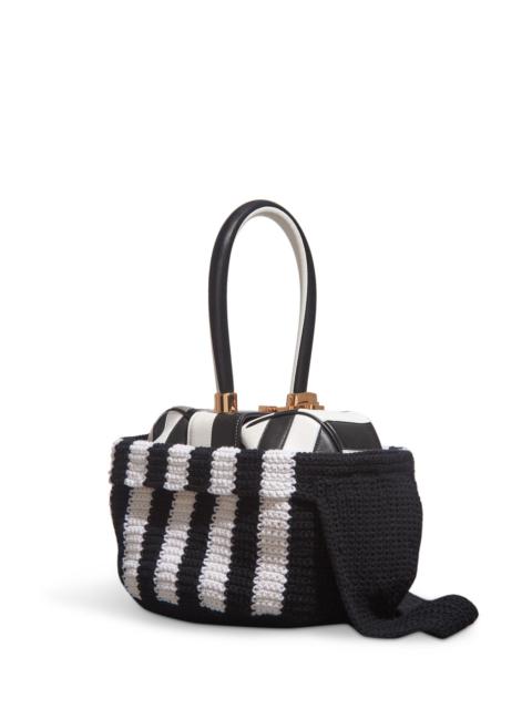 Crossover Knit Bag in Black & Ivory Cashmere