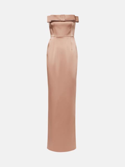 Sisu bow-detail satin bustier gown
