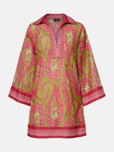 Printed cotton and silk tunic