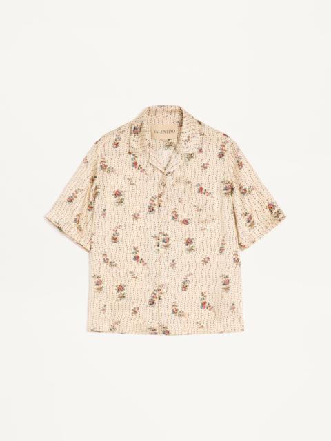 VALENTINO SILK BOWLING SHIRT WITH PAPIER FLORAL PRINT
