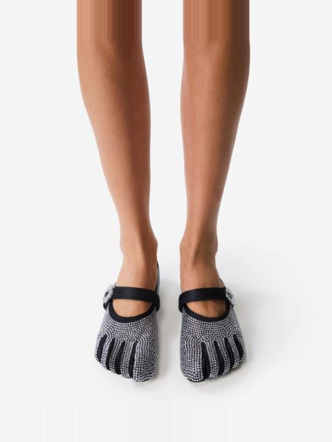 Crystal-Embellished Five-Toe Ballerina Belt Flat