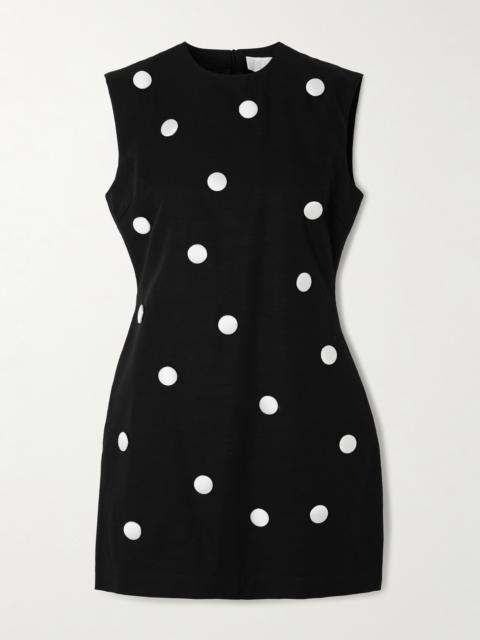 Carole Embellished Polka-dot Cotton-faille Mini Dress