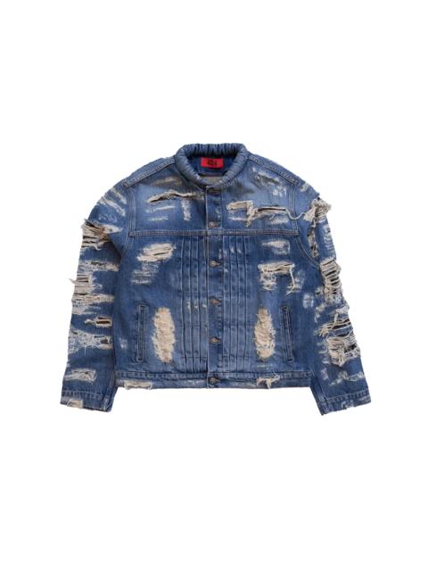 424 424 Collection Repaired Trucker Jacket Blue