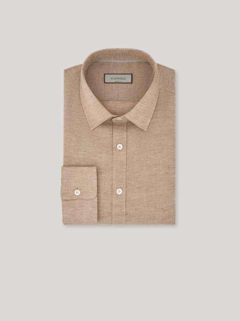 WALNUT LINEN REGULAR-FIT SHIRT WITH NARROW POINTED COLLAR