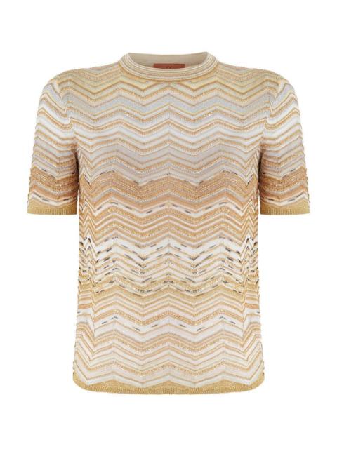 Short Sleeve Crew Neck Top - Gold