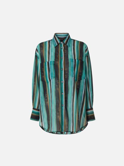 COTTON SHIRT WITH BRUSHSTROKE-EFFECT STRIPES