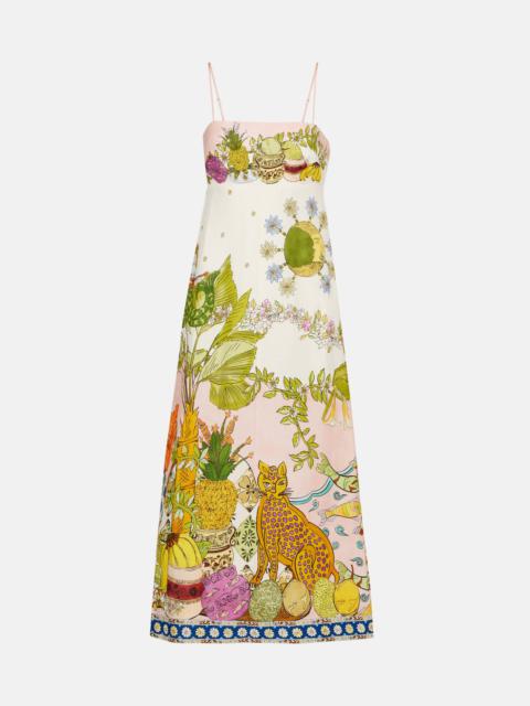 Hazel printed linen-blend maxi dress
