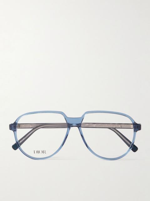InDior O A1I Aviator-Style Acetate and Silver-Tone Optical Glasses Blue