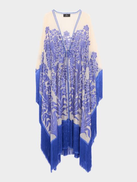 Silk and Cotton Blend Jacquard Kaftan