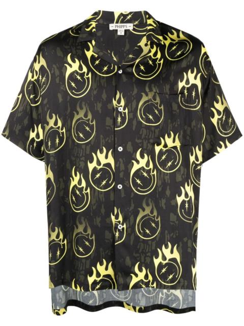 oversized smiley-print bowling shirt