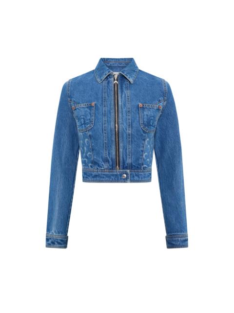 Light blue denim trucker zipped jacket organic cotton