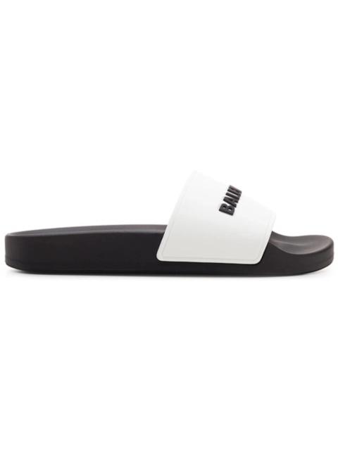 Balenciaga Pool Slides Logo White Black (Women's)