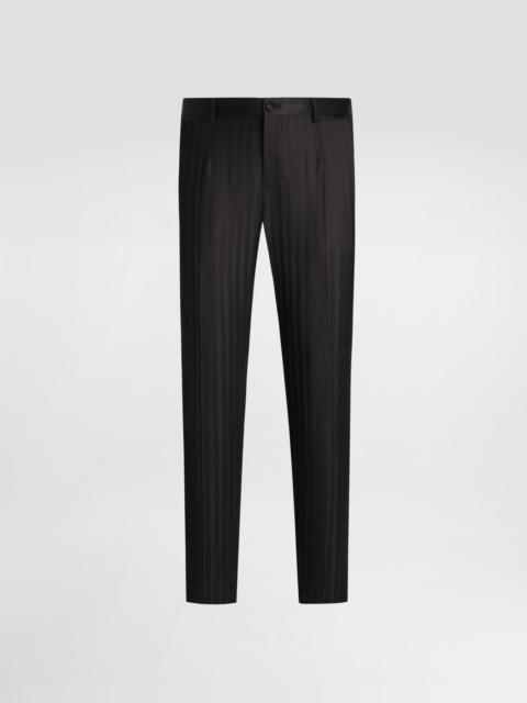 Wool pekin jacquard trousers