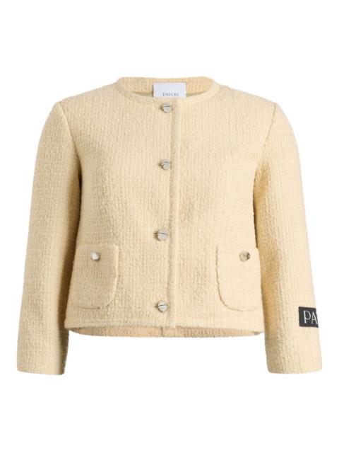 collarless tweed jacket