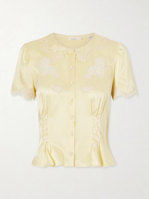 Yvette Lace-trimmed Silk-satin Blouse