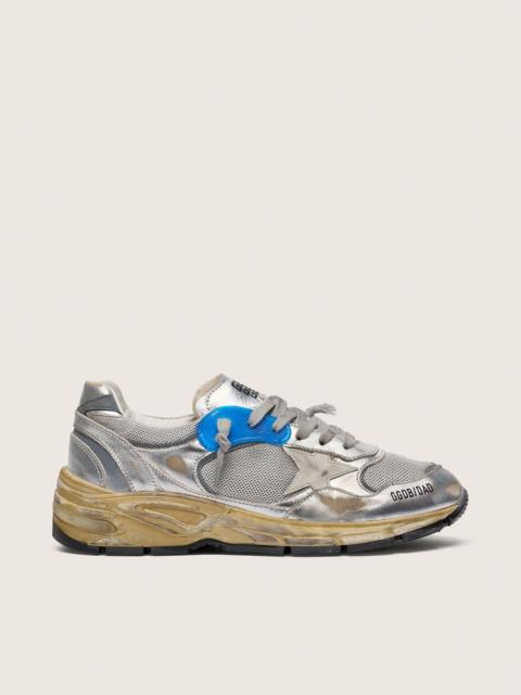 Women's Dad-Star in silver laminated leather and mesh with white leather star and silver heel tab