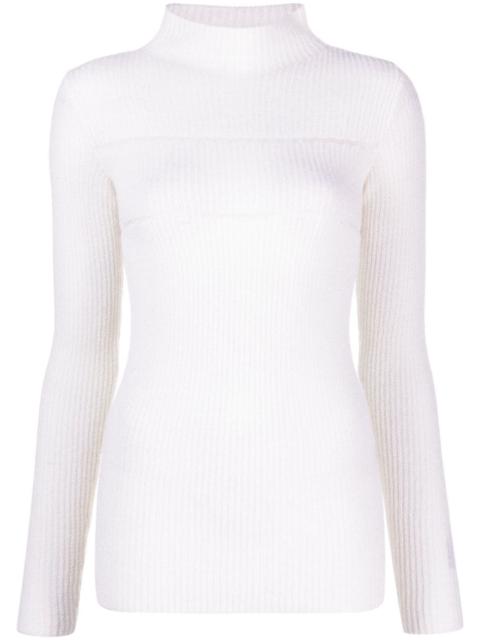 striped mock-neck jumper