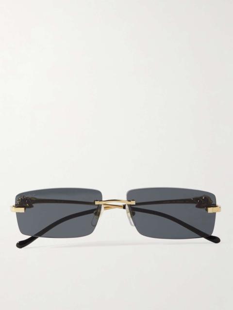 Panthère D square-frame gold-tone sunglasses