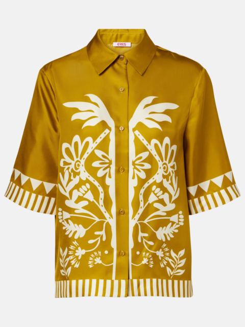 Émeraude floral silk twill shirt