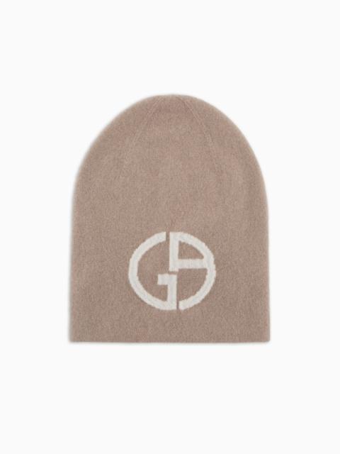 Cashmere jacquard logo beanie