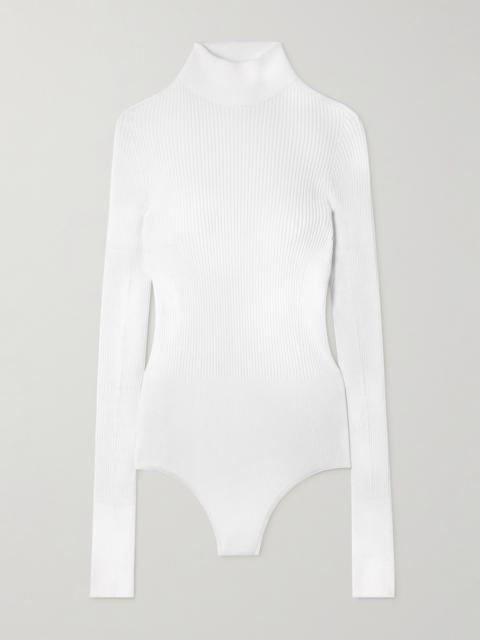 Ribbed-knit Turtleneck Bodysuit