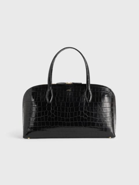 Medium croco-embossed day tote black