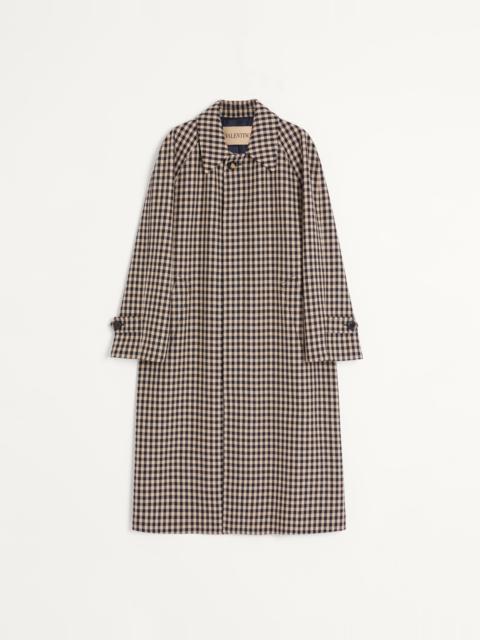SINGLE-BREASTED COTTON AND WOOL COAT WITH VICHY PATTERN