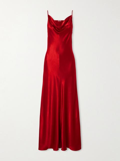 Emi Draped Hammered-satin Maxi Dress