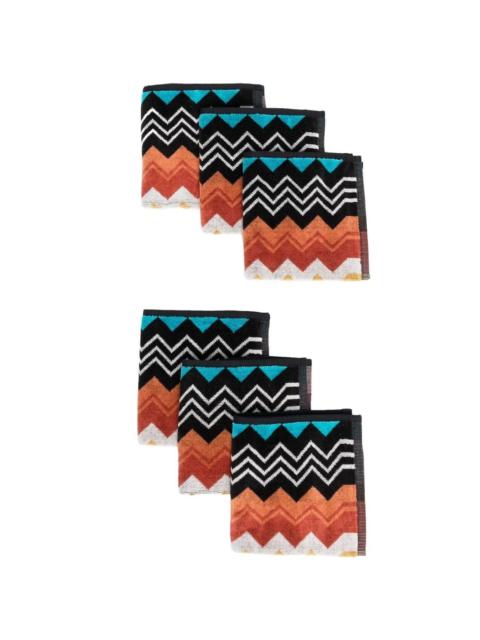 zig-zag print 6 pack towel set