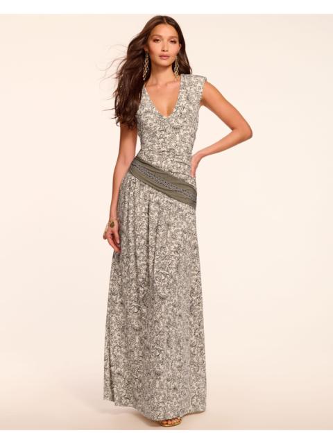 Jamie Jersey Ruched V-Neck Maxi Dress