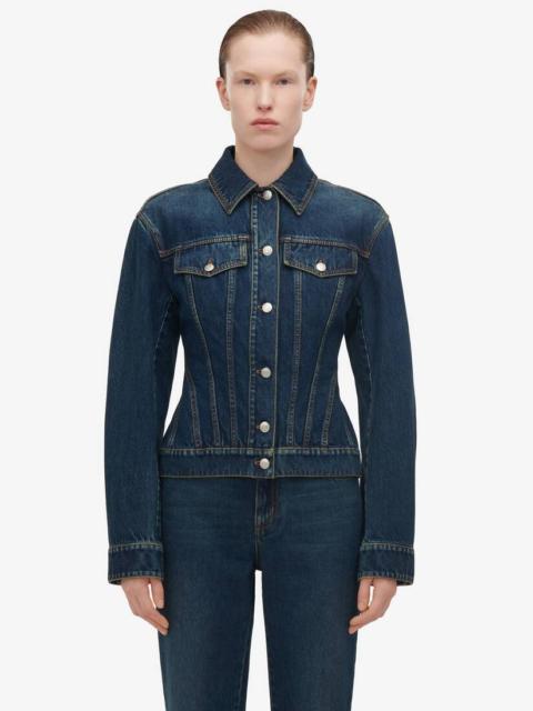 Women's Waisted Denim Jacket in Indigo
