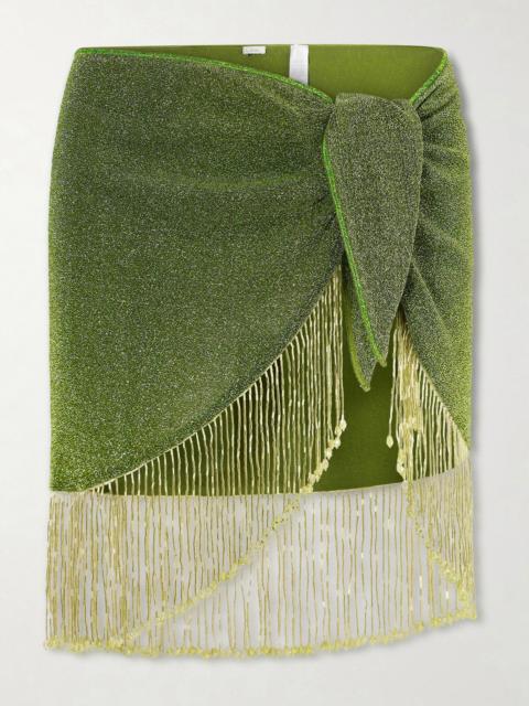 Lumière 20s Pearls Embellished Lurex Pareo