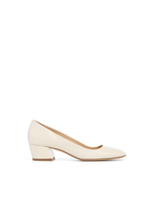 Agathe Low Heel Pump in Ivory Leather