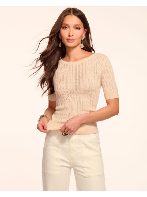 Elliot Pointelle Silk Cashmere Short Sleeve Top