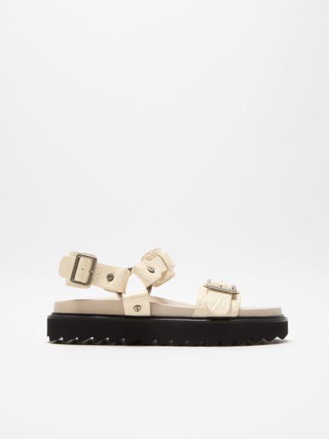Leather buckle sandal - Beige