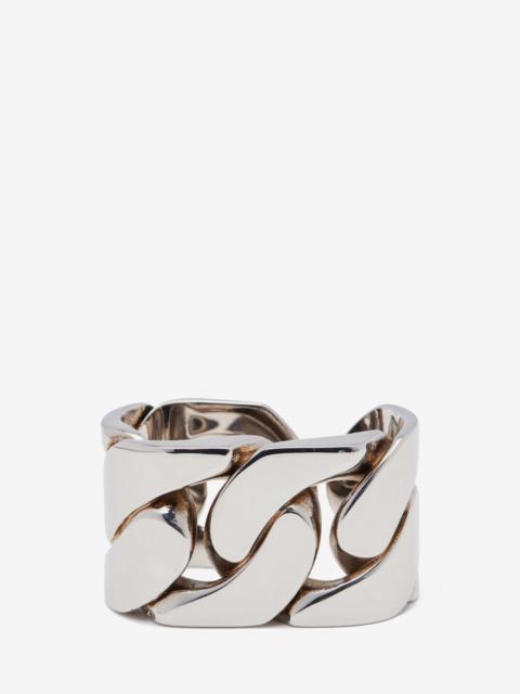 Women's Chain Double Ring in Antique Silver